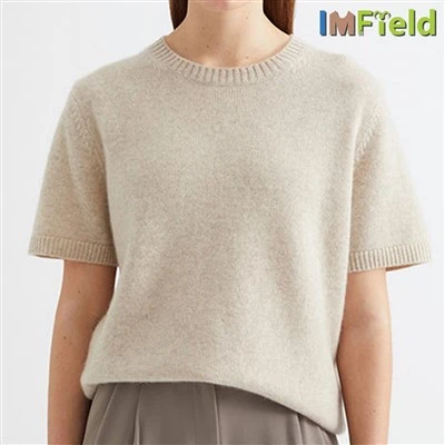 Dam O-hals T-shirt i ren kashmir